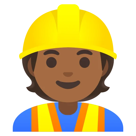 The construction worker: medium-dark skin tone emoji.