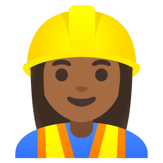 The woman construction worker: medium-dark skin tone emoji.