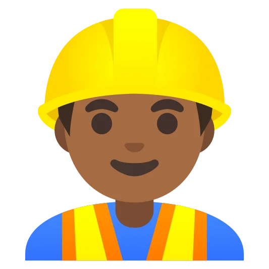 The man construction worker: medium-dark skin tone emoji.