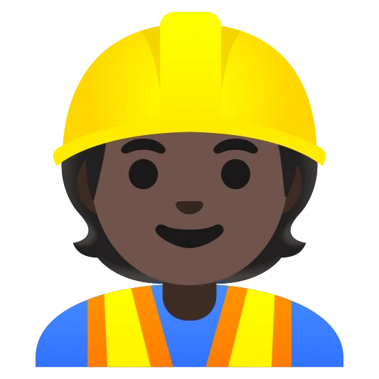 The construction worker: dark skin tone emoji.