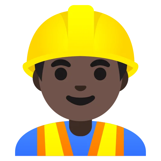 The man construction worker: dark skin tone emoji.