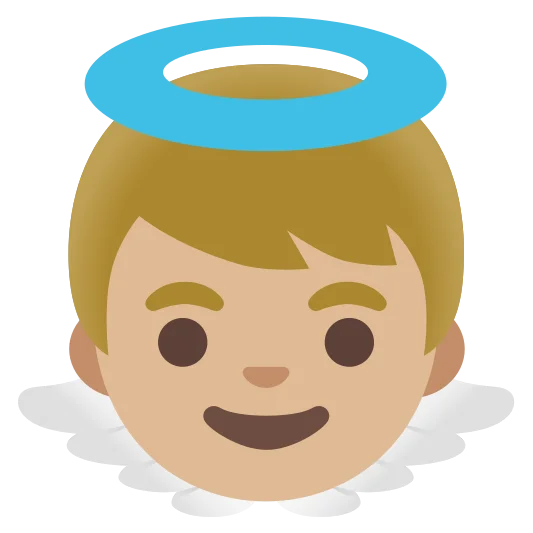 The baby angel: medium-light skin tone emoji.