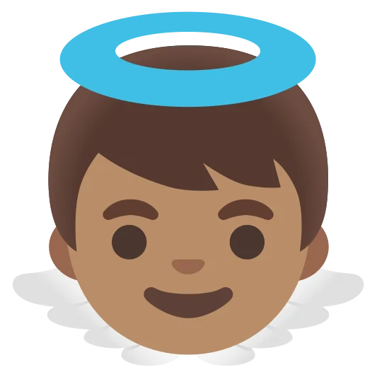 The baby angel: medium skin tone emoji.