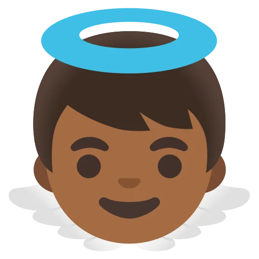 The baby angel: medium-dark skin tone emoji.