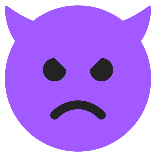 The angry face with horns emoji.