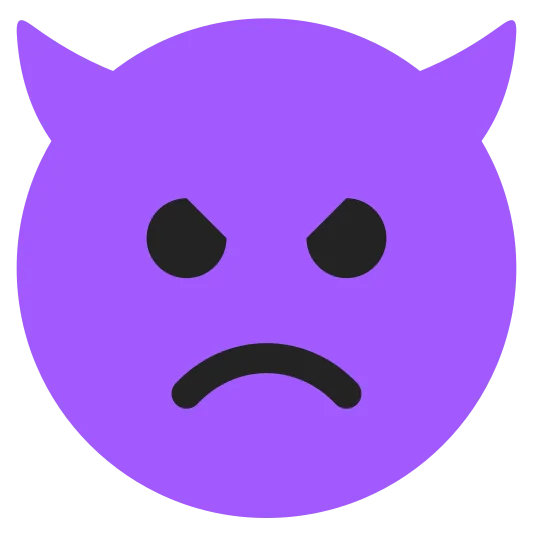 The angry face with horns emoji.