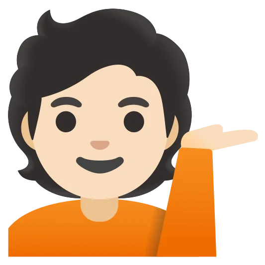 The person tipping hand: light skin tone emoji.