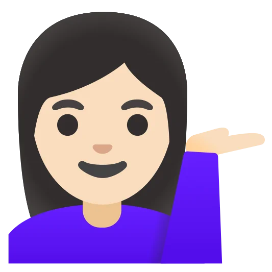 The woman tipping hand: light skin tone emoji.
