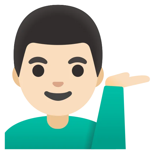 The man tipping hand: light skin tone emoji.