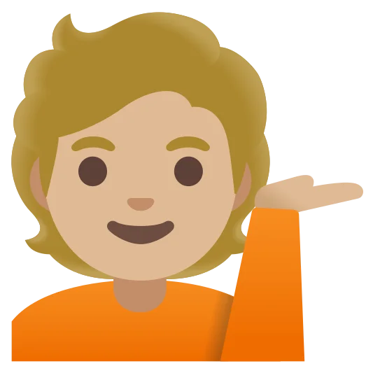 The person tipping hand: medium-light skin tone emoji.