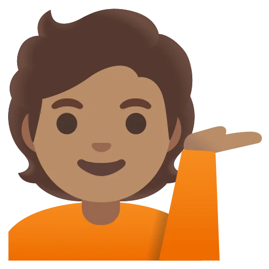 The person tipping hand: medium skin tone emoji.