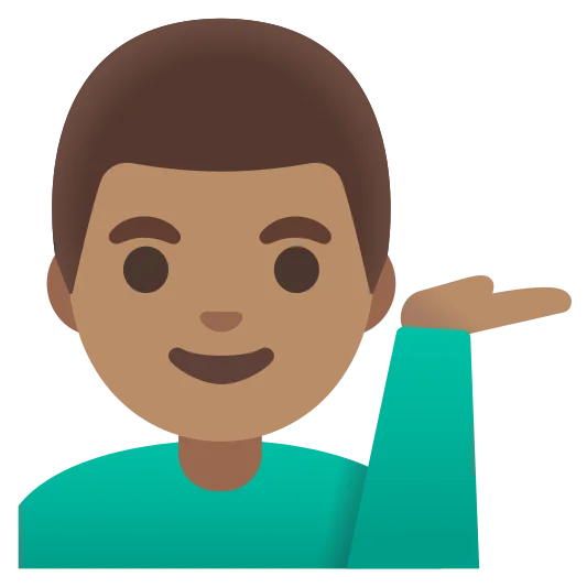 The man tipping hand: medium skin tone emoji.