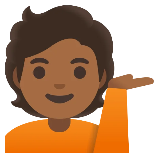 The person tipping hand: medium-dark skin tone emoji.