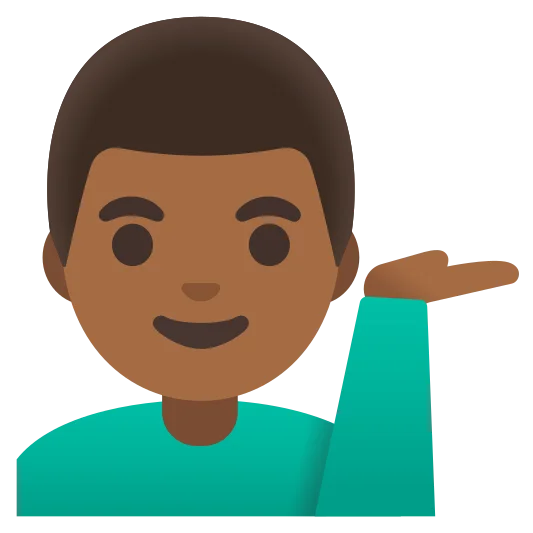 The man tipping hand: medium-dark skin tone emoji.