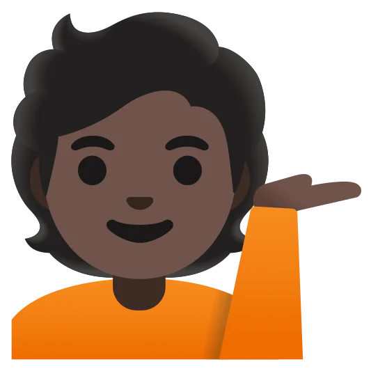 The person tipping hand: dark skin tone emoji.