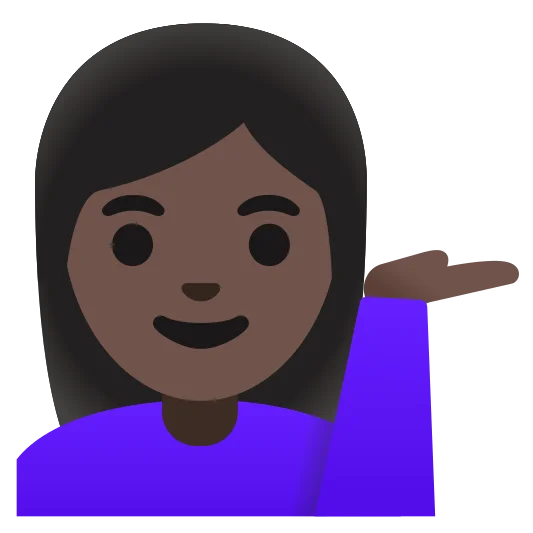The woman tipping hand: dark skin tone emoji.