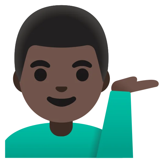 The man tipping hand: dark skin tone emoji.