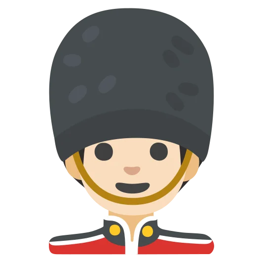 The man guard: light skin tone emoji.