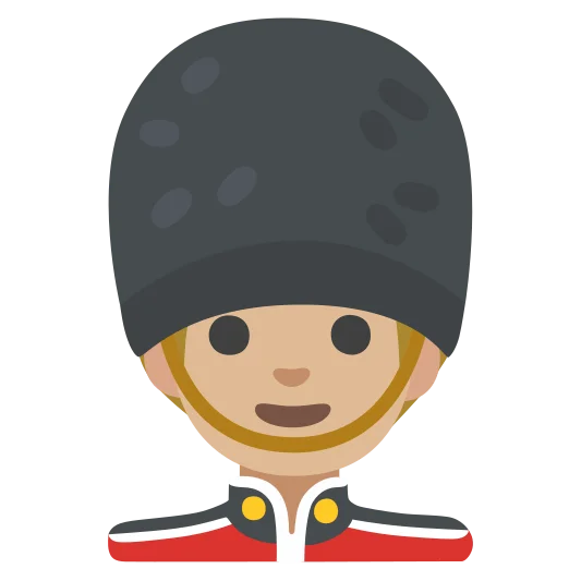 The man guard: medium-light skin tone emoji.