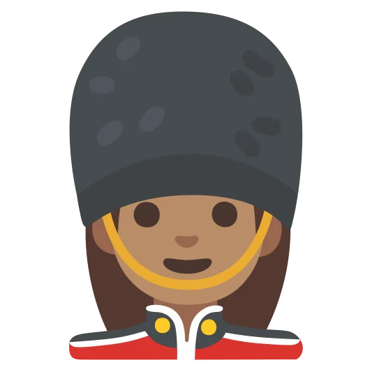 The woman guard: medium skin tone emoji.