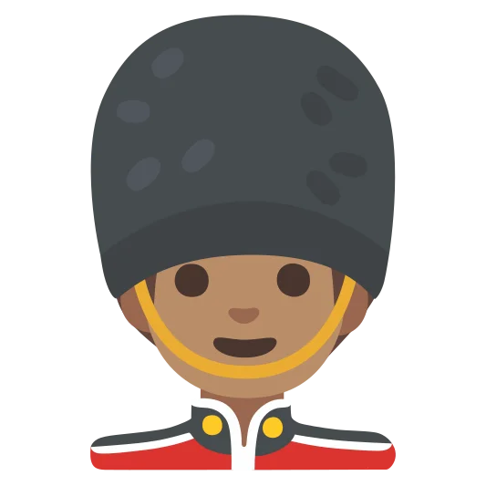 The man guard: medium skin tone emoji.