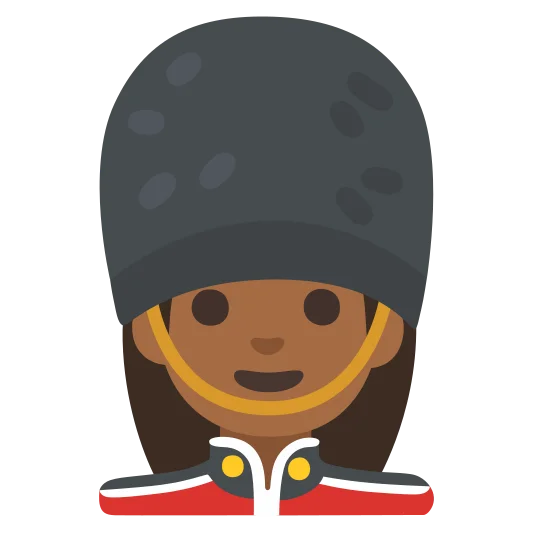 The woman guard: medium-dark skin tone emoji.