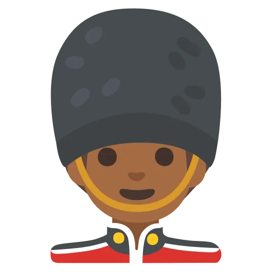 The man guard: medium-dark skin tone emoji.