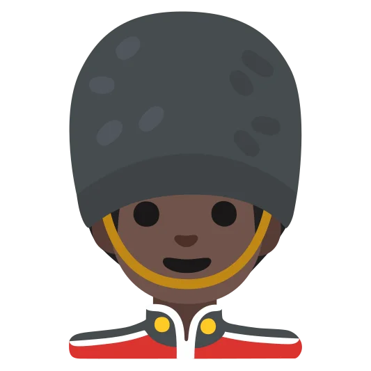 The man guard: dark skin tone emoji.