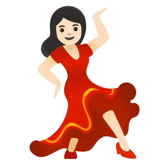 The woman dancing: light skin tone emoji.