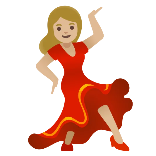 The woman dancing: medium-light skin tone emoji.