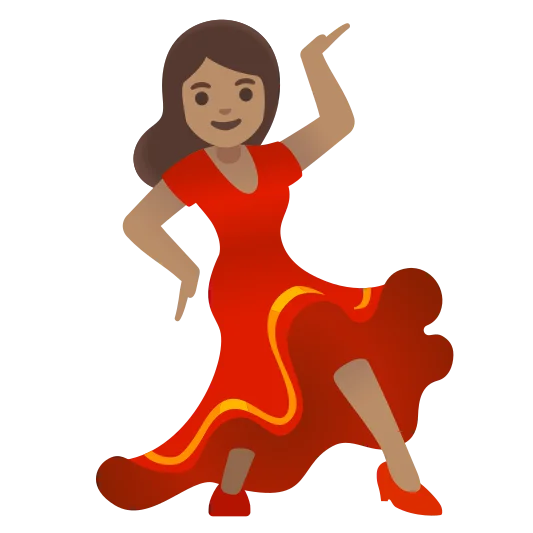 The woman dancing: medium skin tone emoji.
