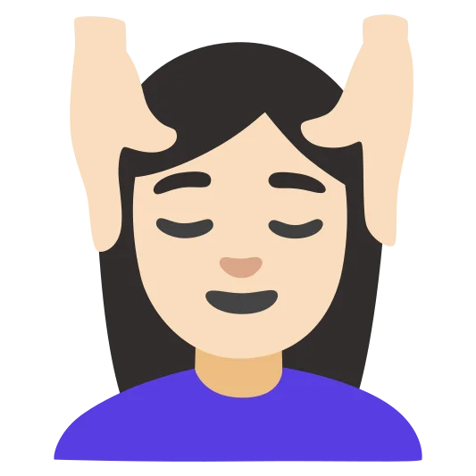 The woman getting massage: light skin tone emoji.