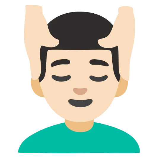 The man getting massage: light skin tone emoji.