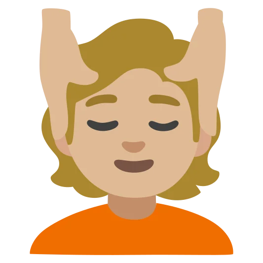 The person getting massage: medium-light skin tone emoji.