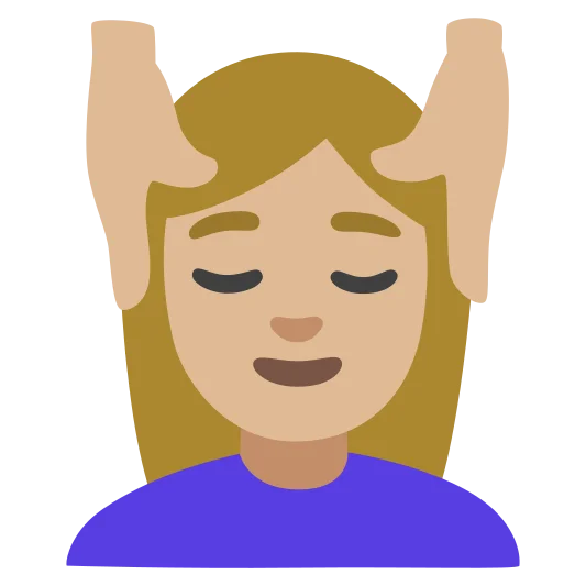 The woman getting massage: medium-light skin tone emoji.