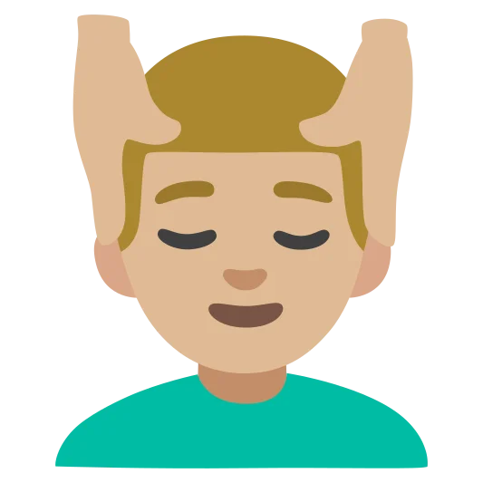 The man getting massage: medium-light skin tone emoji.
