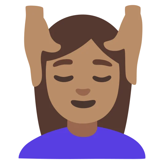 The woman getting massage: medium skin tone emoji.