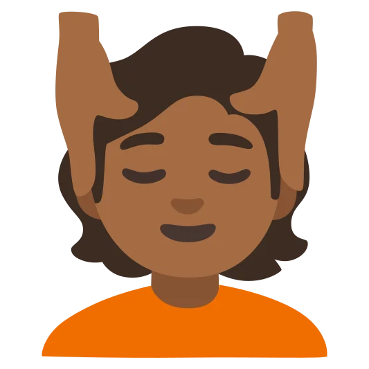 The person getting massage: medium-dark skin tone emoji.