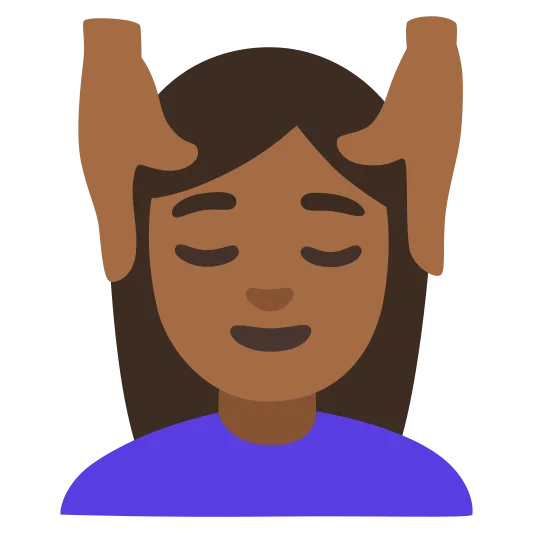 The woman getting massage: medium-dark skin tone emoji.