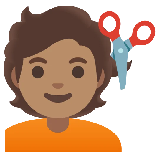 The person getting haircut: medium skin tone emoji.