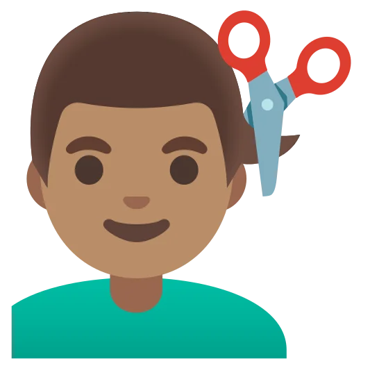 The man getting haircut: medium skin tone emoji.