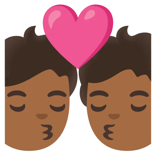 The kiss: medium-dark skin tone emoji.