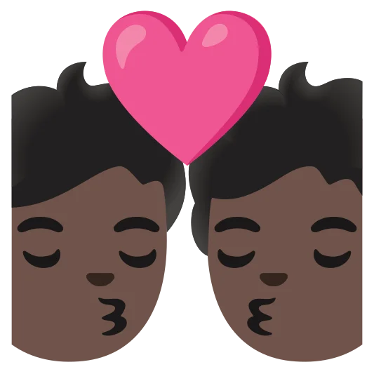 The kiss: dark skin tone emoji.