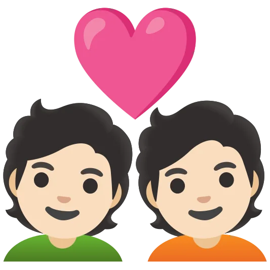 The couple with heart: light skin tone emoji.