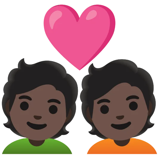 The couple with heart: dark skin tone emoji.
