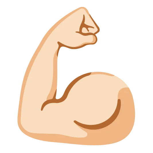 The flexed biceps: light skin tone emoji.