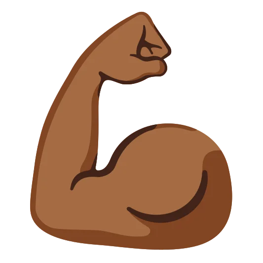 The flexed biceps: medium-dark skin tone emoji.