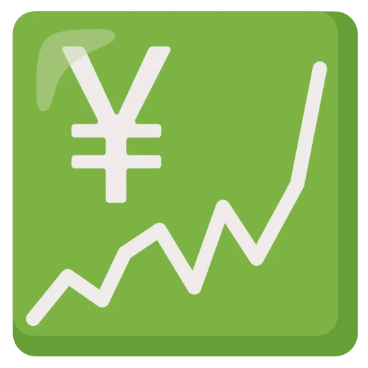The chart increasing with yen emoji.