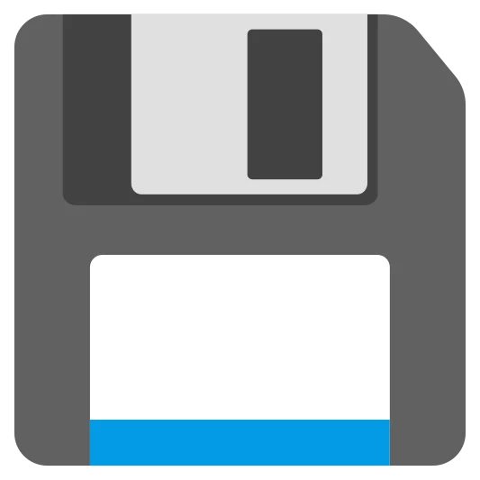 A floppy disk, used for data storage in the 80s and 90s.