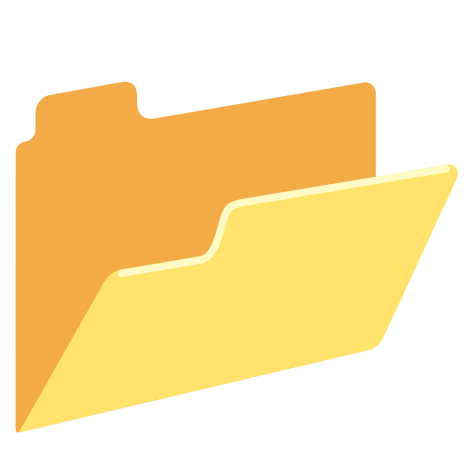 An open folder used to organize documents.